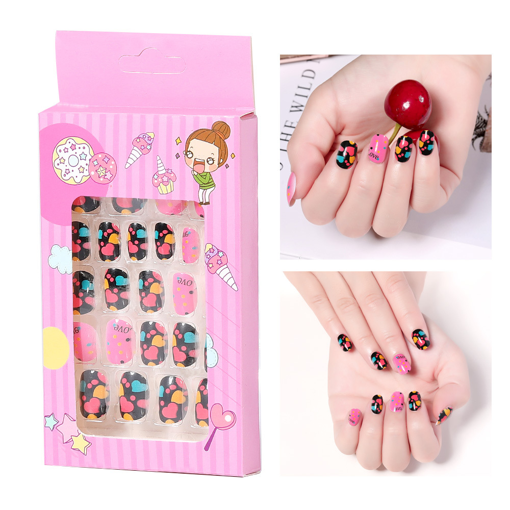 Nail Art Finished 24 Boxed Printed Cartoon Children's Wearing Armor False Nail Nail Piece Removable with Adhesive Patch