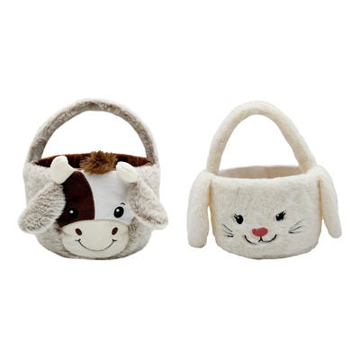 Cross Border cow easter basket plush Toy Milk Cute Bag