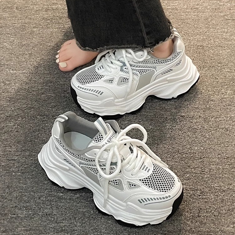 Popular Torre Shoes Women's Spring and Summer 2025 New Thick Sole Increased Mesh Breathable All-match Lightweight Sports Casual Shoes