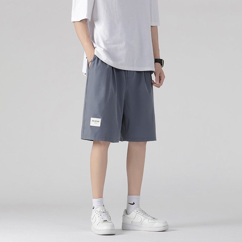 Casual shorts men's thin breathable straight loose shorts fashion brand summer versatile Ice Silk quick-drying shorts