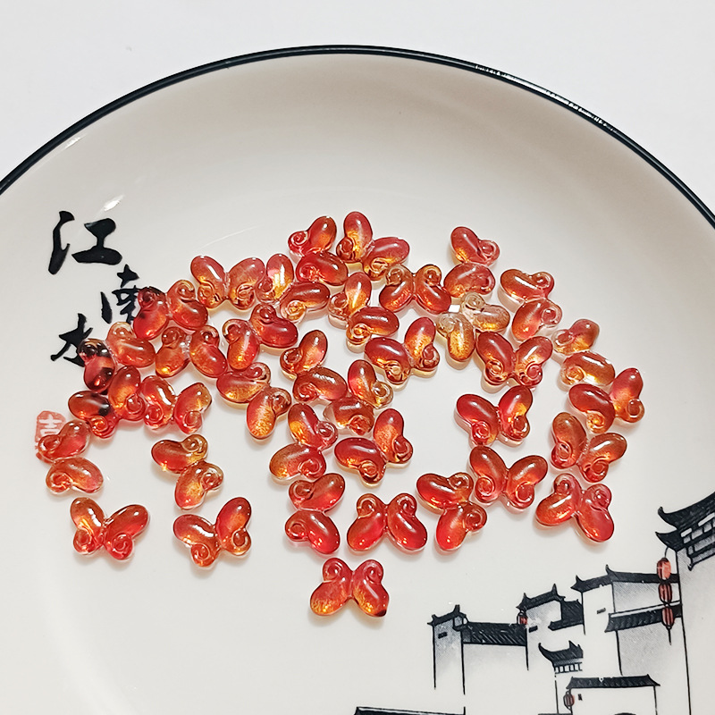 Glass fat butterfly 10*15 loose beads Hanfu headdress accessories DIY hairpin accessories Czech glass jewelry accessories
