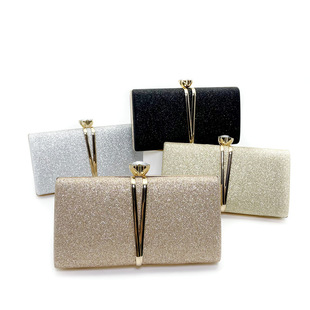 2023 Cross-border European and American Fashion Evening Bag Bright Skin Herringbone Clutch Bag Dress Clutch Bag Party Banquet Evening Bag
