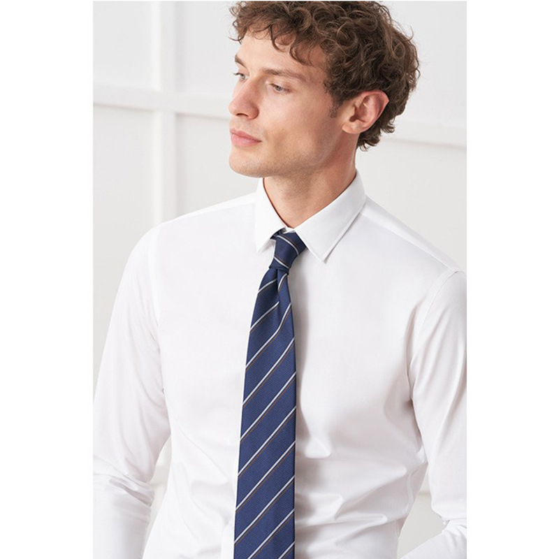 Summer high-end shirt men's long-sleeved business formal wear slim fit British solid color non-ironing work business wear suit shirt men