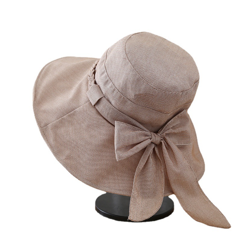 Women's Japanese-style Korean-style All-match Internet-famous Student Sunshade Sunscreen Hat Bow Big-edge Fisherman Hat Spring and Summer Trend