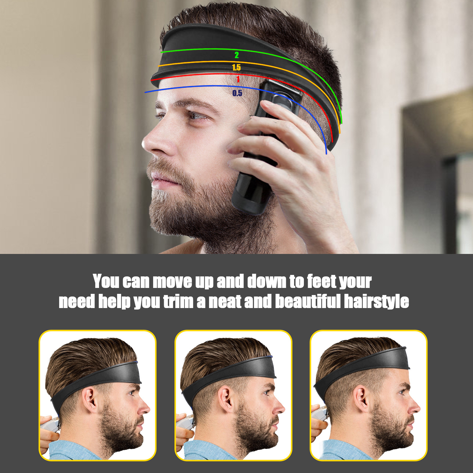 Cross-border DIY family curved silicone haircut with lead mouth shaving template and hair trimming guide haircut tool