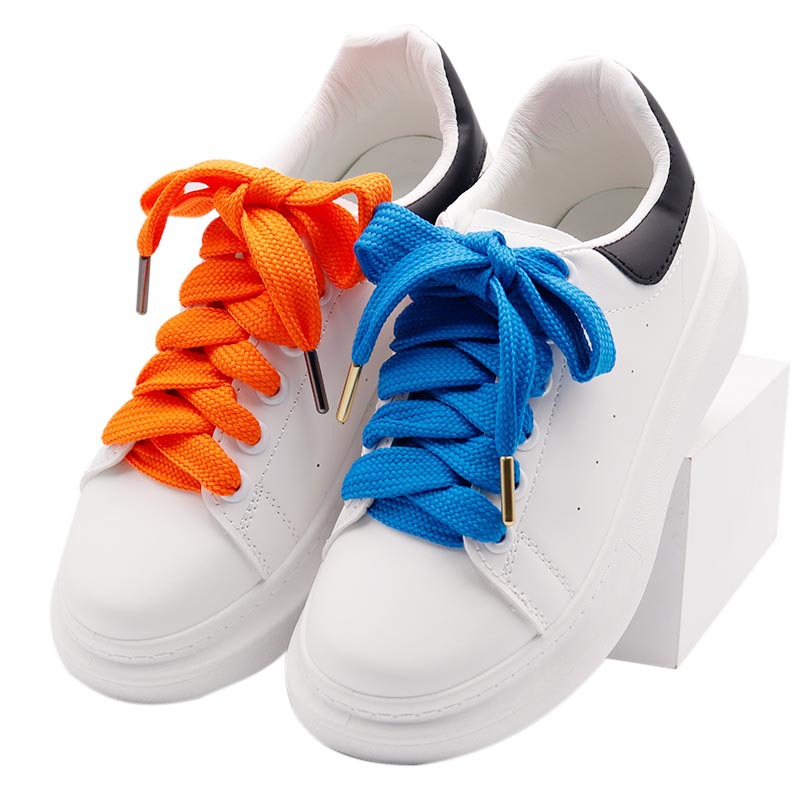 Kulokin fat shoelace widened 1.8cm flat solid color with metal head McQueen shoes AJ1 shoe rope decoration