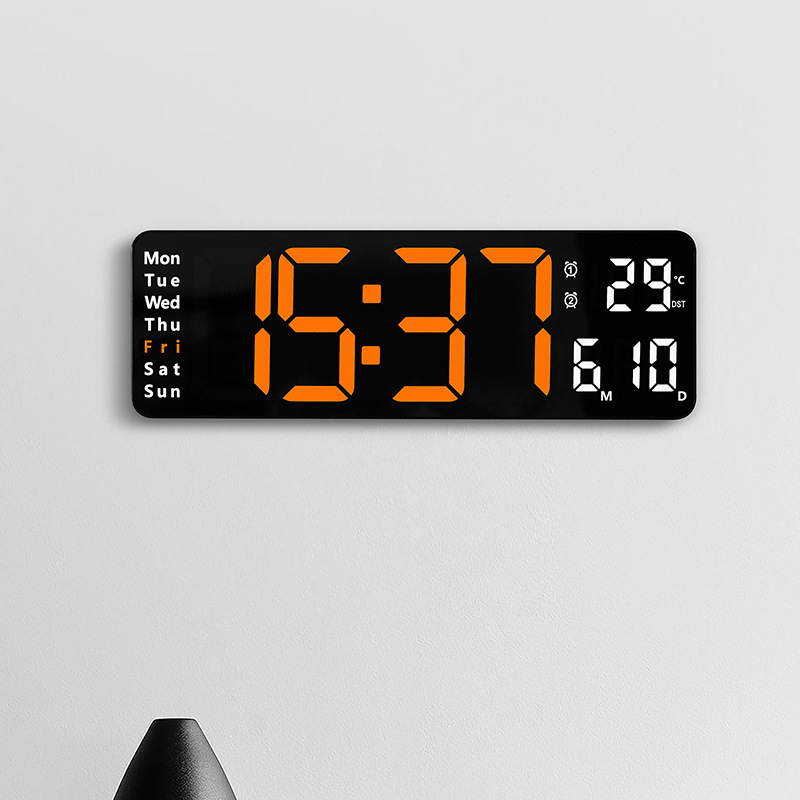 13-inch simple sitting and hanging dual-purpose living room clock large font electronic clock multi-group alarm clock temperature week with screen 6629