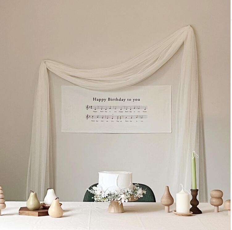 INS Mori musical note letter hanging flag tapestry Japanese children's birthday party decoration background hanging cloth