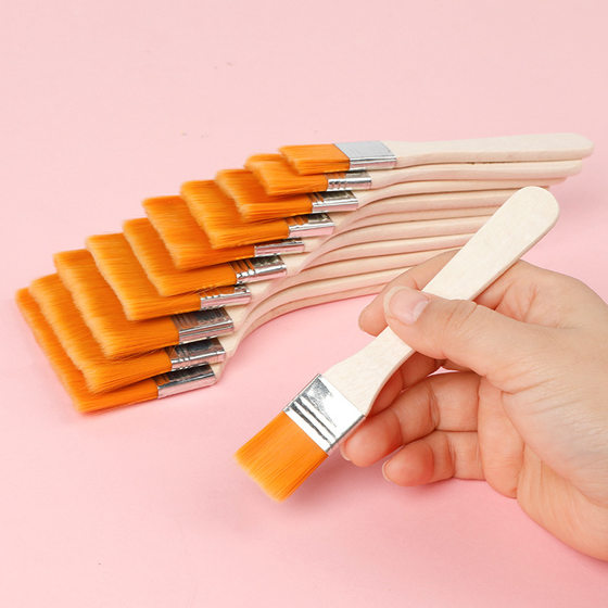 Yellow wool nylon oil painting board art brush soft fur household cleaning small brush paint brush cleaning gray paint 