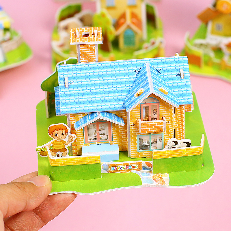 Small size 3D puzzle student DIY hand-assembled picture children's early education stitching toy stall supply wholesale