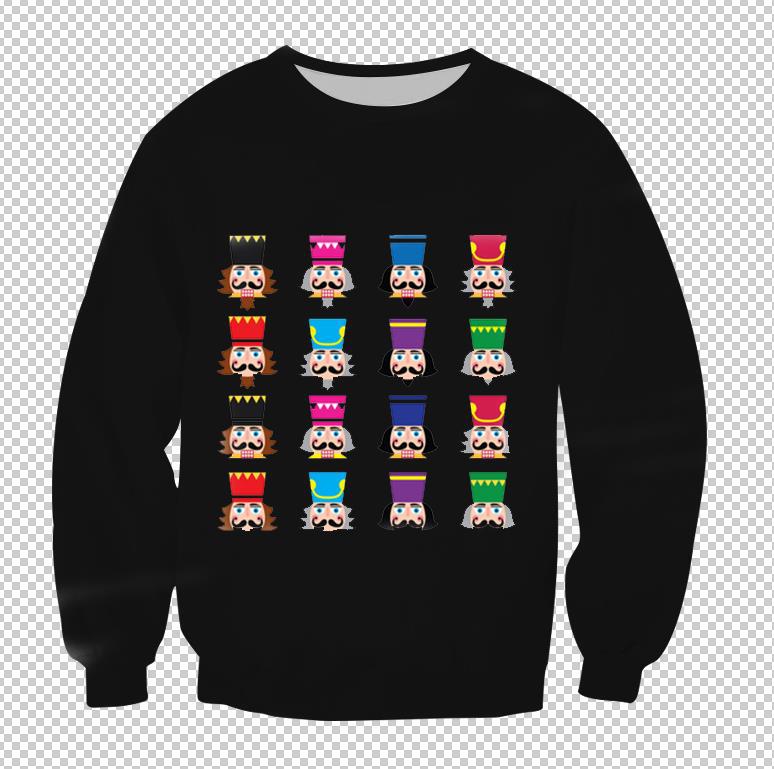 2024 new cross-border Nutcracker digital printing European and American street fashion brand long sleeve round neck sweater