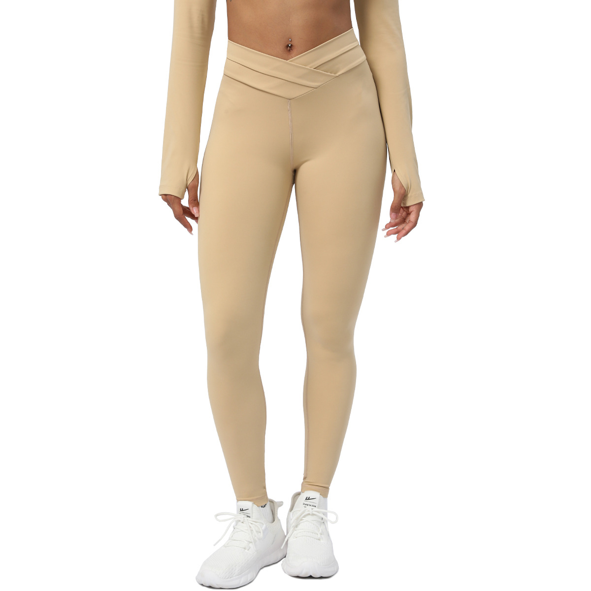 Cross-border Naked Sense Cross-stitching Yoga Tights Peach Hip Yoga Cropped Pants Sports Fitness Clothing Pants Women