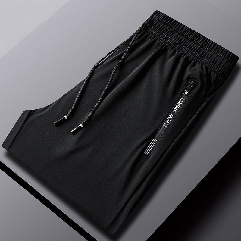 High-grade Ice Silk Pants Men's Elastic Casual Pants Men's Summer Men's Loose Sports Pants Thin Straight Pants