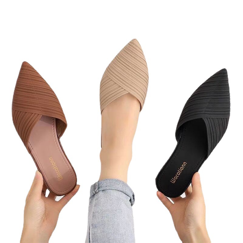 2022 New Fashion Baotou Half Slippers Summer Lazy Outfit Slippers Women's Shoes Casual Sandals Single-layer Shoes for Women