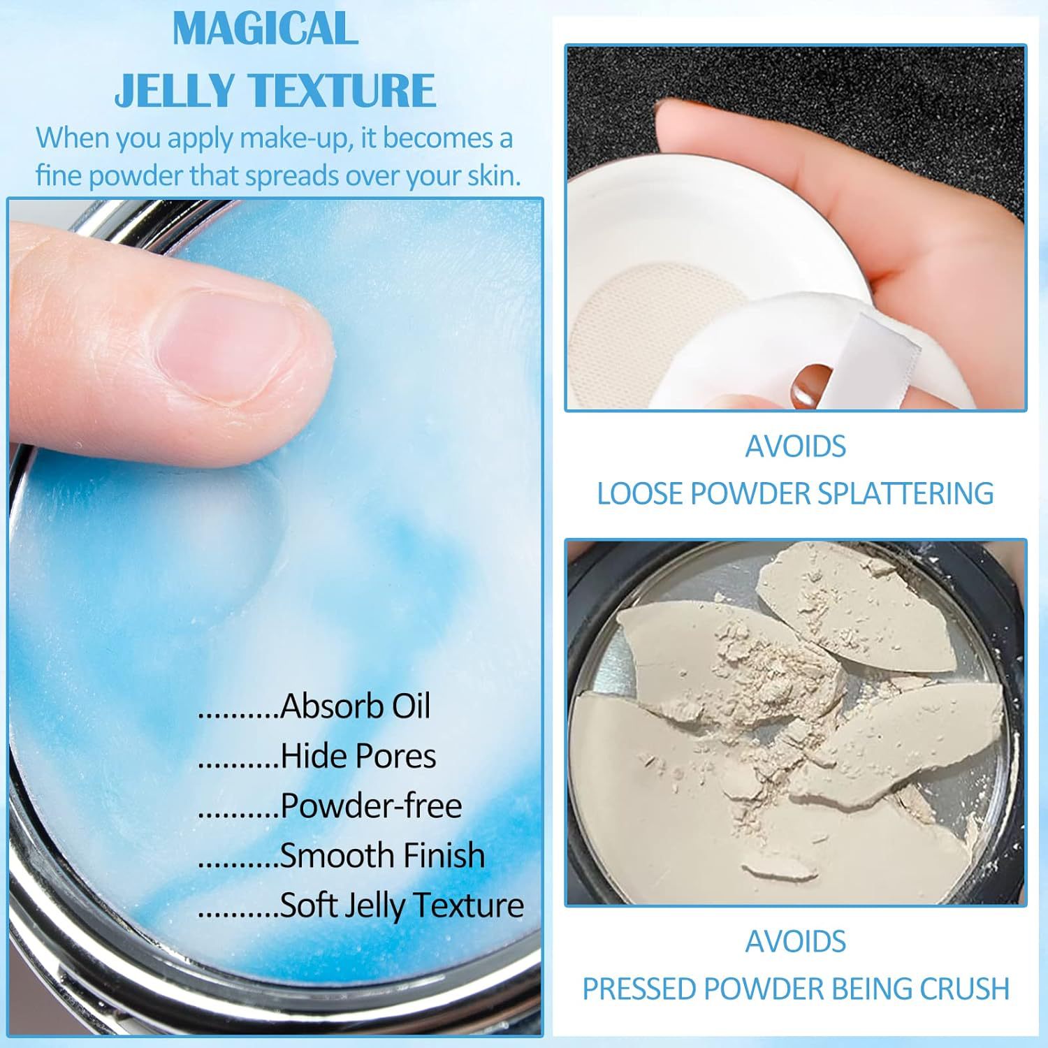 Cross-border explosions blue sky cloud powder cake oil control makeup matte powder cake frozen delicate skin-friendly natural makeup jelly powder cake
