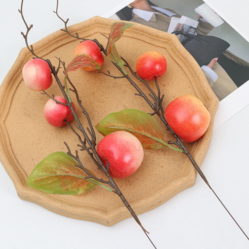 Simulation 2 pomegranate persimmon apple New Year Bucket DIY flower arrangement fruit branch foam berry simulation fruit wholesale