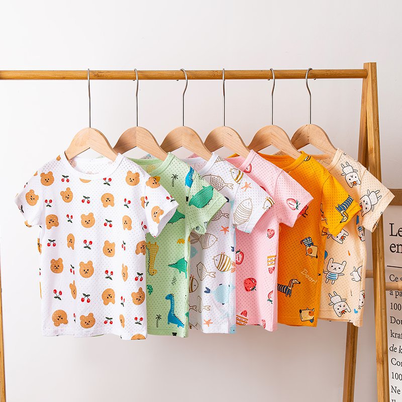 2023 Summer new children's breathable short sleeve suit children's neutral 40-color two-piece set one-piece delivery