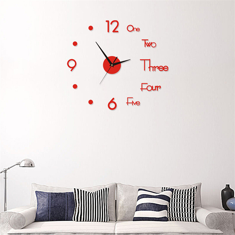 3d wall clock Amazon creative acrylic wall clock diy clock mute wall sticker clock factory supply