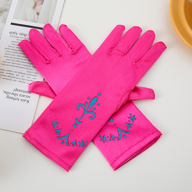 Frozen Princess Children's Printed Gloves Aisha Bow Gloves Anna Etiquette Dress Costume Matching Hand