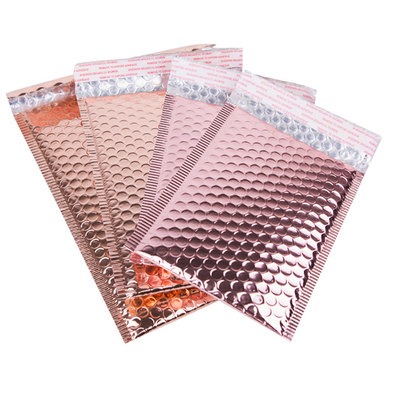 Rose Gold Aluminized Film Bubble Bag Aluminum Film Clothing Express Packaging Bag Shockproof Bubble Film Bubble Envelope Bag