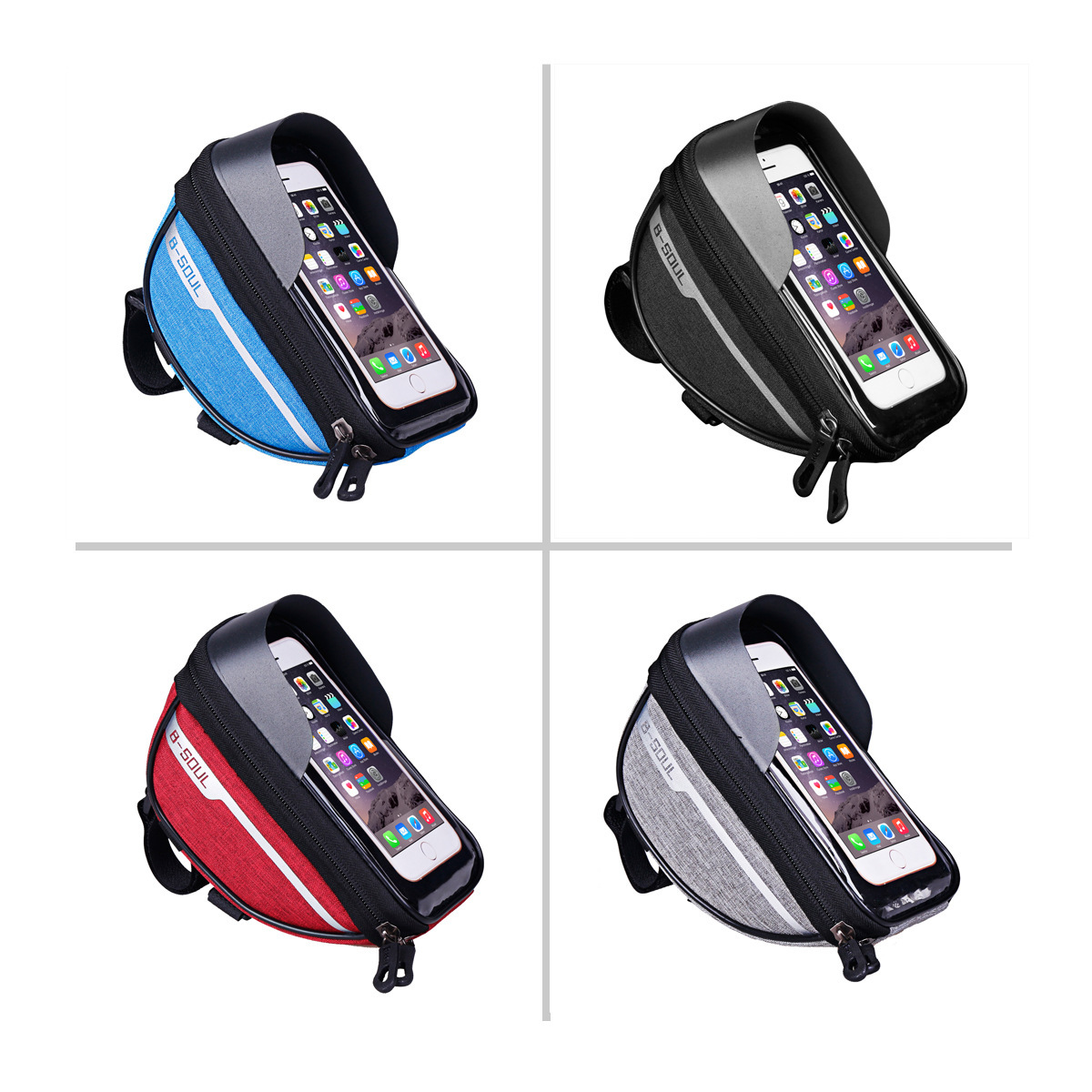 B- SOUL bicycle bag bicycle handlebar bag front beam brim bag riding water-repellent bag touch screen mobile phone bag_voghion.com