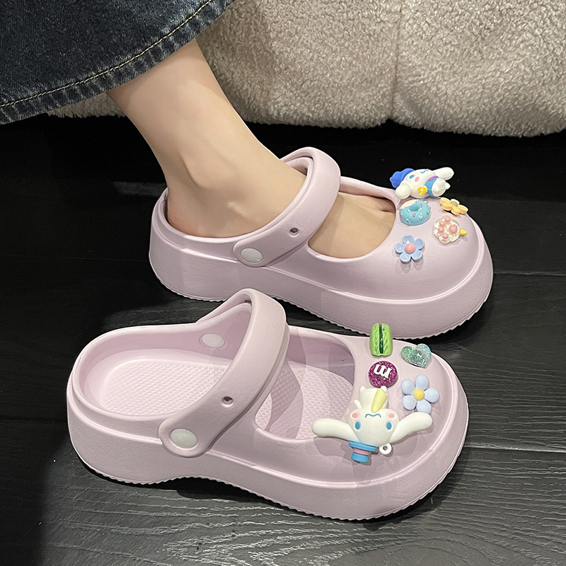 2023 New Style Women's Cross-border Thick Sole Anti-slip Height-increasing Outwear Fashionable Baotou Sandals and Slippers Lazy Shoes for Women