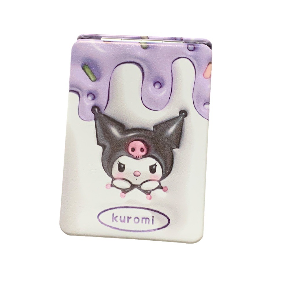 Sanrio Kulomi Small Mirror with Students Makeup Mirror Home Folding Mirror Double-sided Pattern Makeup Mirror