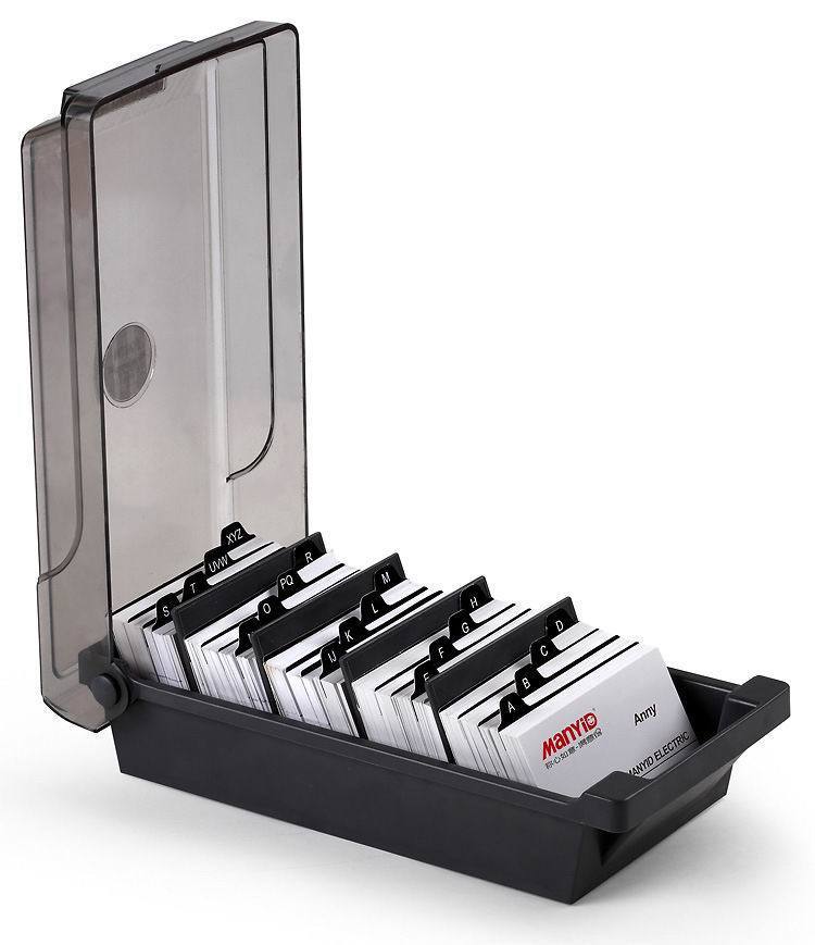 SOURCE manufacturer Jeris large capacity business card box wholesale plastic business card storage box four-block compartment business card holder