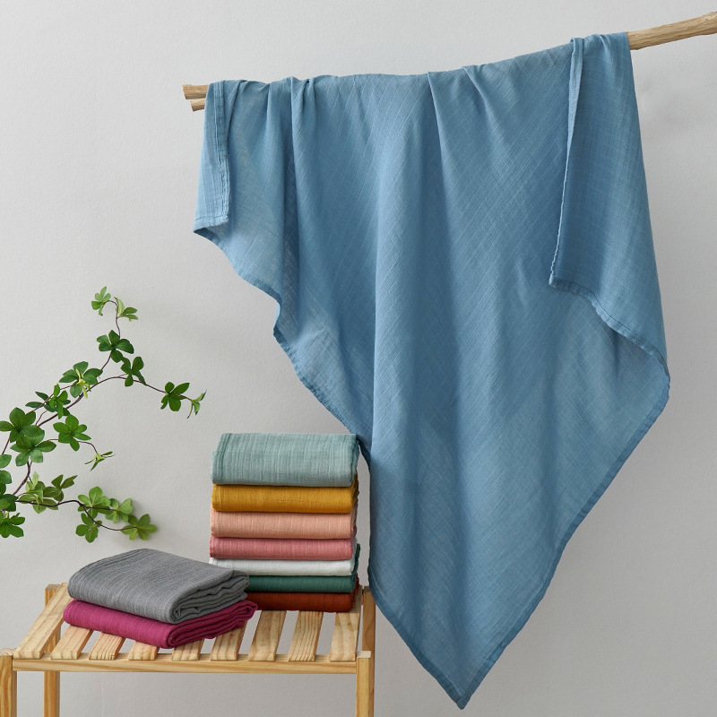 Double Gauze Bamboo Cotton Plain Color Newborn Swaddling Towel Baby Bag Bag Single Baby Holding Bath Towel Foreign Trade