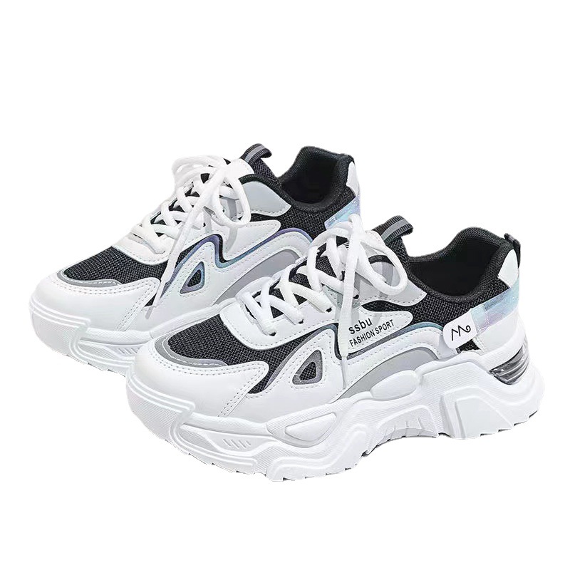 2023spring and autumn running breathable thin sneaker women's versatile casual shoes thick sole height increasing daddy shoes fashion shoes