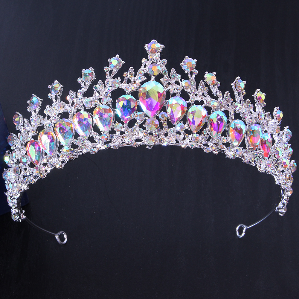 New European and American alloy color bridal crown wedding dress crown headdress holiday Crystal Crown wholesale