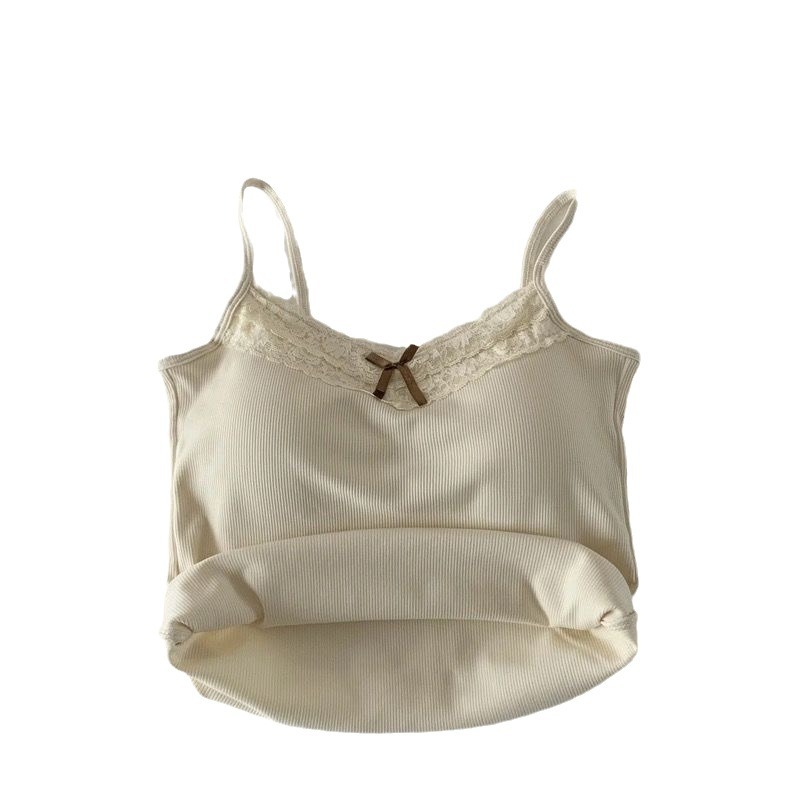 Pure Desire Lace Gray Camisole Women's Belt Chest Pad Inner Wearing Outer Wearing Short Slim-fit Design Sense Niche Women