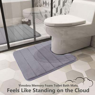 Carpet Floor Mat Coral Fleece Striped Two-piece Bath Non-slip Mat Bathroom Absorbent Mat Toilet Floor Mat Door Mat