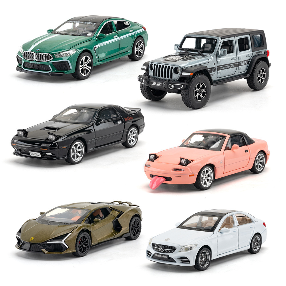 Alloy car model 1:32 off-road family car sports car pull back toy car music model ornaments a generation of hair
