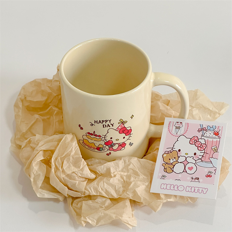 Creative kt birthday cup milk yellow ceramic cup Mug Coffee Cup couple water Cup home dormitory water cup gift box