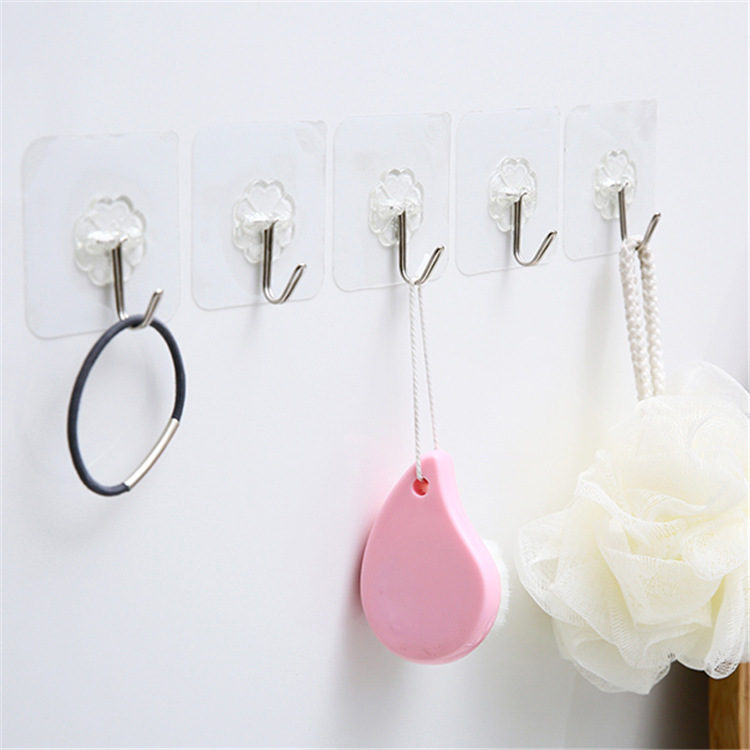 Hook strong adhesive wall hanging transparent seamless load-bearing bathroom kitchen hook paste punch-free sticky hook