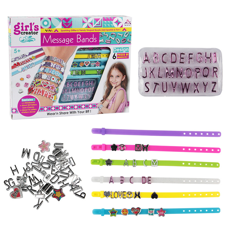 Cross Border Girl Toy Beaded Pandora Jewelry Woven Hand Rope Children DIY Homemade Alphabet Bracelet Strap