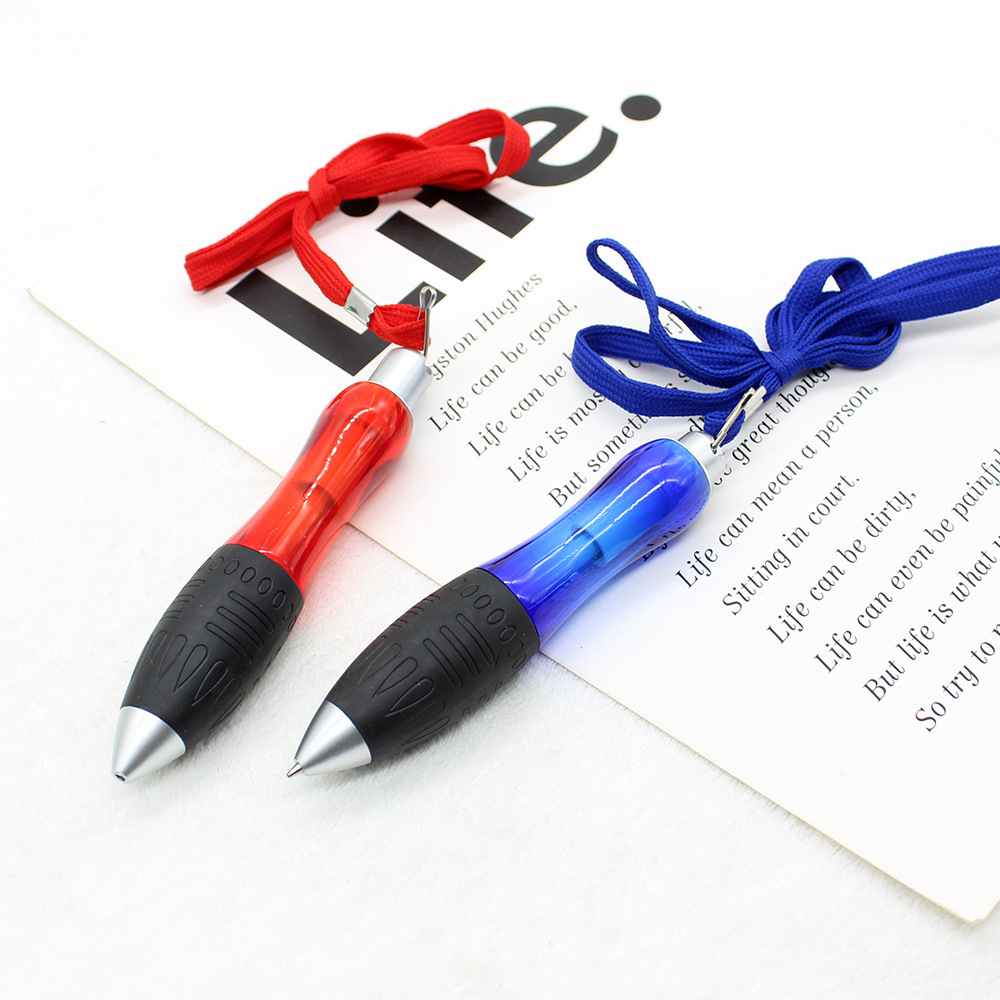 Press rope chubby ballpoint pen big chubby handshake sheath plastic gift pen neck with rope advertising pen