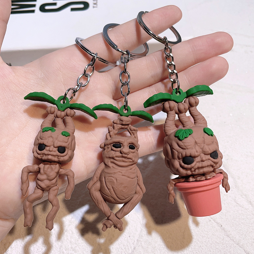 Cross-border new Mandela keychain Mandrake decoration pvc key chain Halloween car schoolbag pendant
