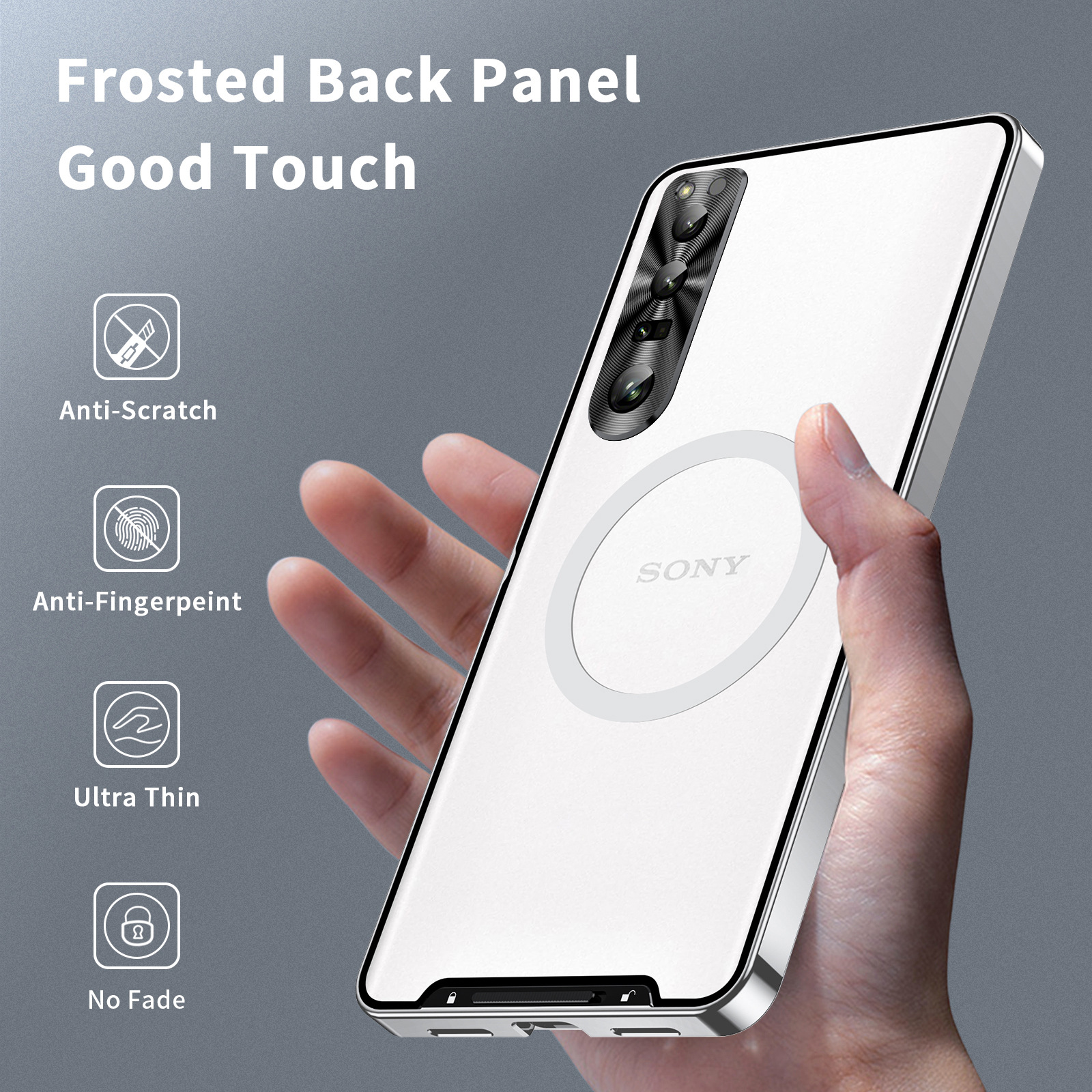 適用索尼X1 V/X5 V金屬邊框磨砂亞克力背板手機殼Xperia1IV保護套