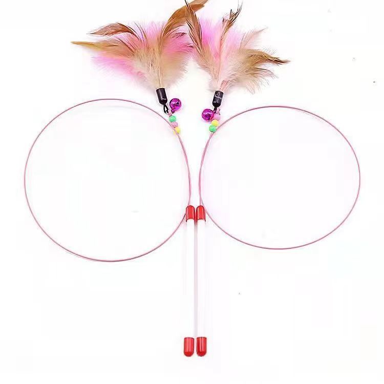 Cat Toy funny cat stick steel wire color feather with Bell funny cat toy pet cat training cat stick funny cat artifact