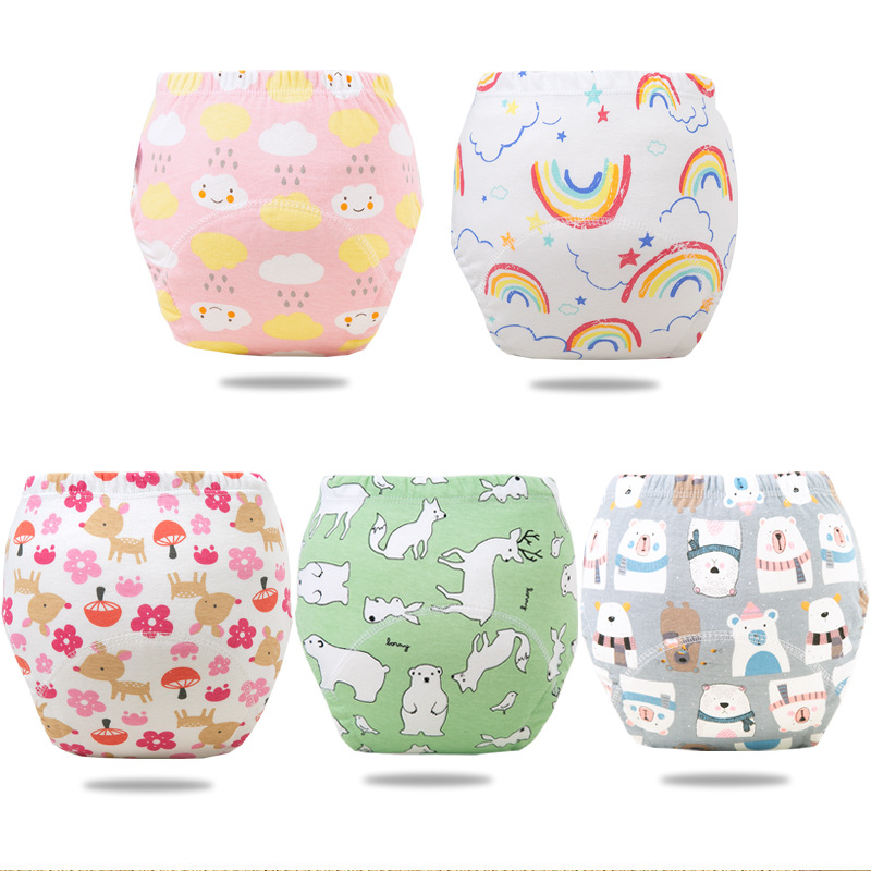Baby toilet training pants pure cotton waterproof washable ring diaper pants pocket baby girl boy diaper underwear