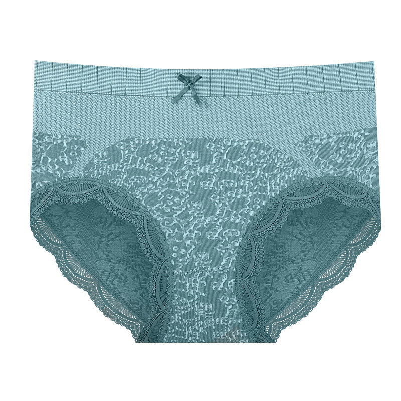 Japanese Girl Lace Edge Graphene Antibacterial Underwear Women's Floral Breathable Summer Seamless Mid-waist Briefs for Women