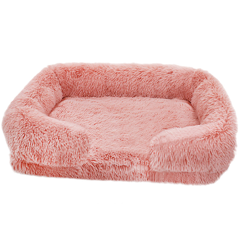 Cross-Border recommended plush pet dog sofa bed square kennel pet bed cat mat winter warm cat nest