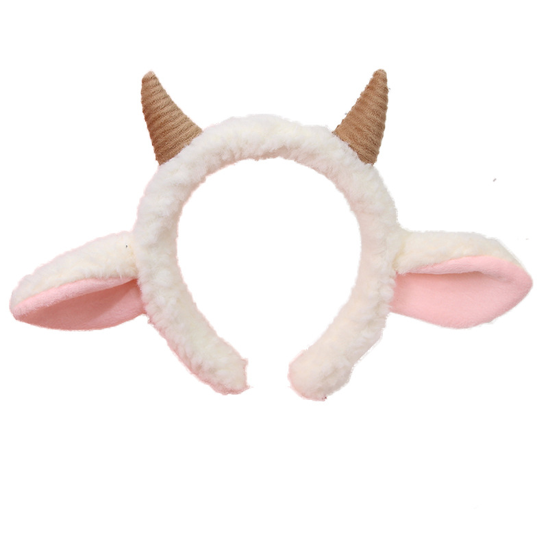 Cute little sheep horn headband plush sheep ears headband Internet celebrity photography children's holiday performance cartoon headdress cross-border