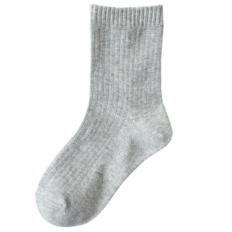 Children's black mid-calf length socks white student socks pure cotton medium and big children's socks spring and autumn summer boys' socks thin girls