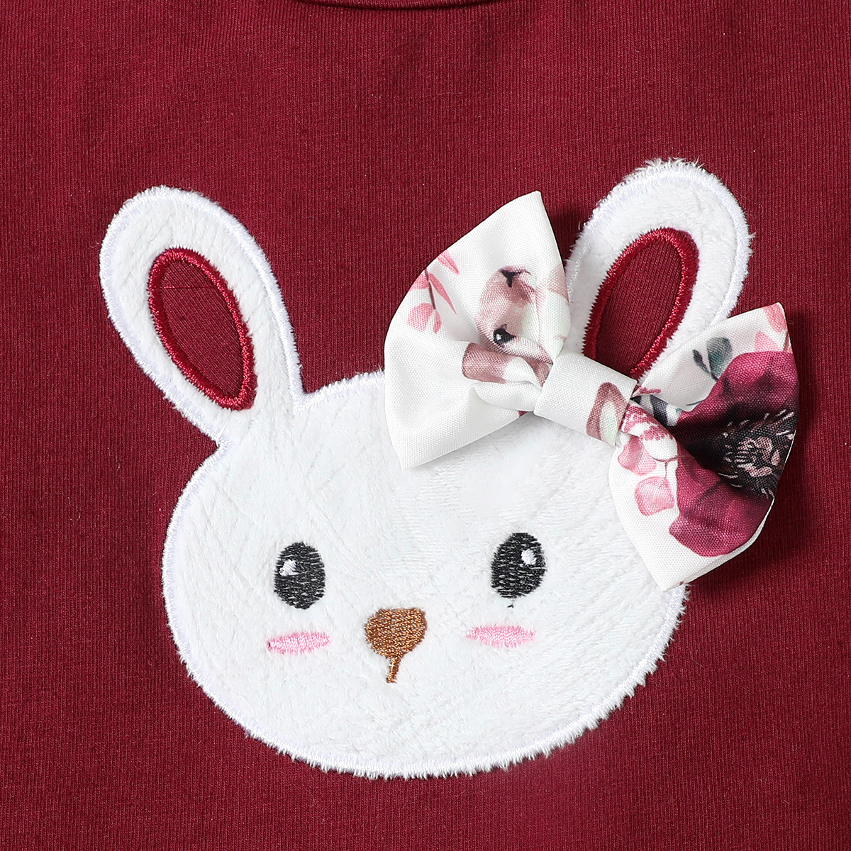 Spring/Summer 2020 new rabbit embroidered flying sleeve romper top + Rabbit printed shorts + headscarf