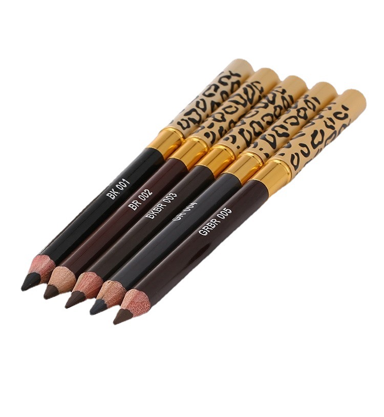 Cross-border Explosive Double Eyebrow Pen Leopard Print Iron Bar with Eyebrow Brush Yalaiyi Three-dimensional Natural Five-color Good Painting Easy to Color