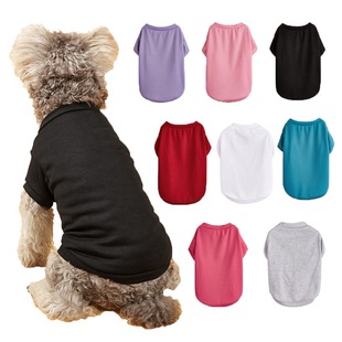 Summer New Solid Color Short-sleeved Comfortable Breathable Pet T-shirt Cat Dog Small Dog Crew Neck T-shirt Clothes