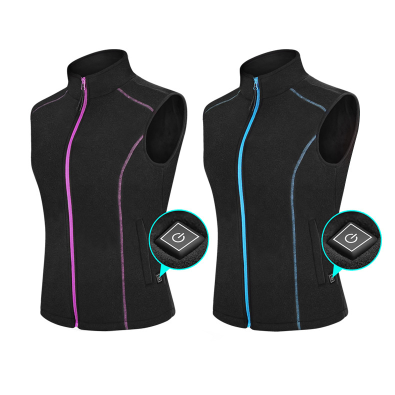 Cross-border 2021 New Polar fleece electric heating Vest Women's USB charging four-zone thin warm intelligent heating vest